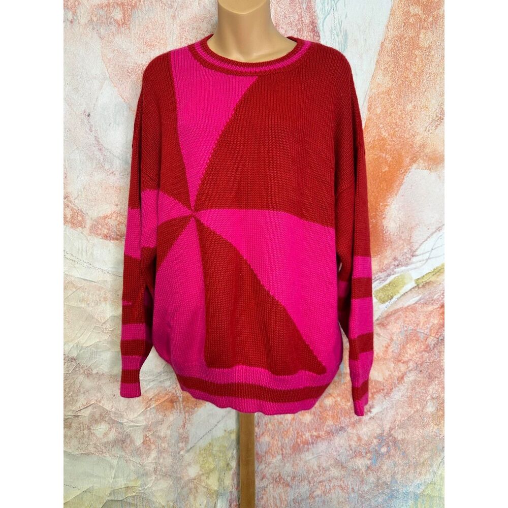MOTHER Vibrant Red and Pink Crew Neck Sweater - Picture 10 of 13